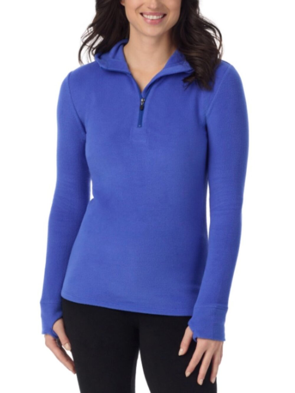 Cuddl Duds Fleecewear Half-Zip Hooded Top - Royal